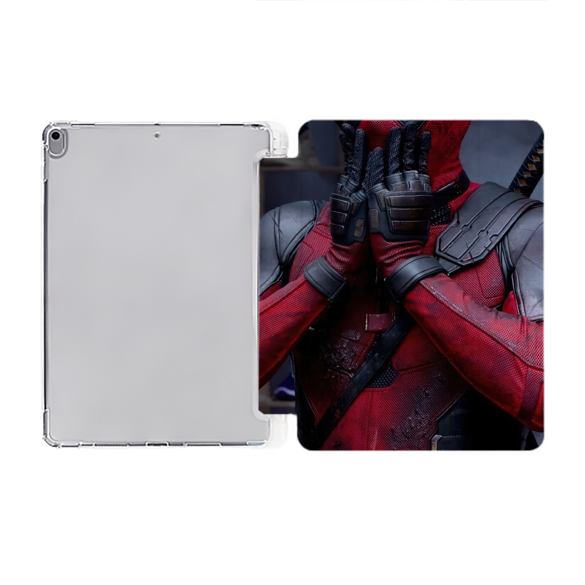 （画像用） Deadpool デッドプール IPad ケース ペン収納付き 三つ折りスタンド PUレザー×シリコン 対応機種9.5/10.5/10.9インチ